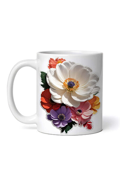 OEM Cană albă personalizată, flori de anemonă, INOVATIX®. 330ml