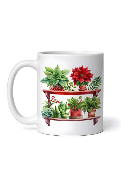 OEM Εξατομικευμένη Λευκή Κούπα, Χριστουγεννιάτικα Λουλούδια Mia, Inovatix®. 3...