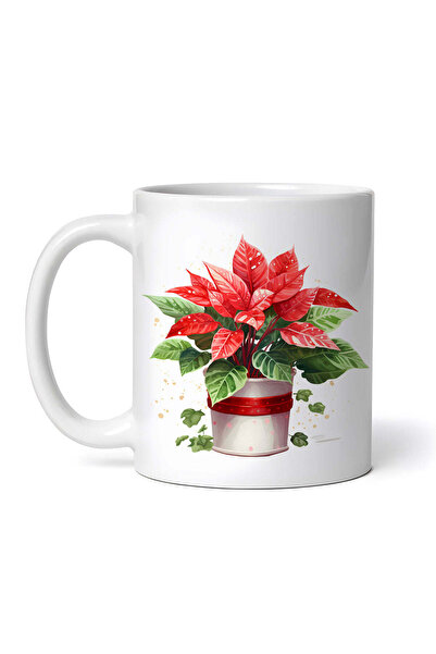 OEM Εξατομικευμένη λευκή κούπα, χριστουγεννιάτικα λουλούδια Amarila, INOVATIX...