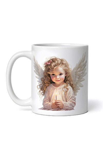 OEM Cană albă personalizată, îngeraș cu fundă în păr, INOVATIX®. 330ml