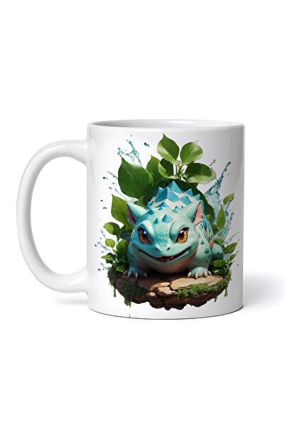 OEM Cană albă personalizată, Pokemon Bulbasaur pe pietre, INOVATIX®. 330ml