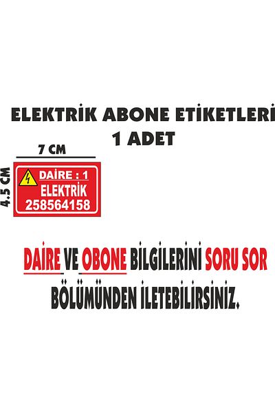 sıradışıhediyem Metal Label Subscriber Number Sticker Electric Subscriber Label Water Subscriber Label Natural Gas Subscriber Back Tape