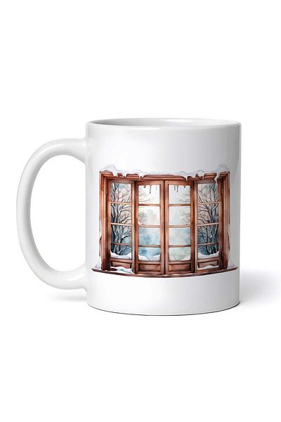 OEM Cană albă personalizată, Winter Window, INOVATIX®. 330ml
