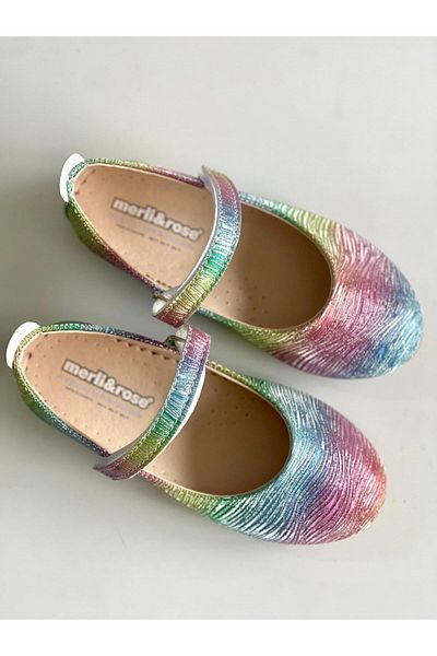 Merli&Rose Girl's Banded Ballerinas - Rainbow Design