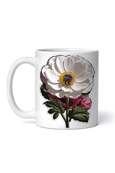 OEM Cană albă personalizată, floare de anemonă, INOVATIX®. 330ml