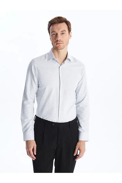 LC Waikiki Lcwaikiki Formal Grey Slim Fit Long Sleeve Dobby Men's Textured Shirt