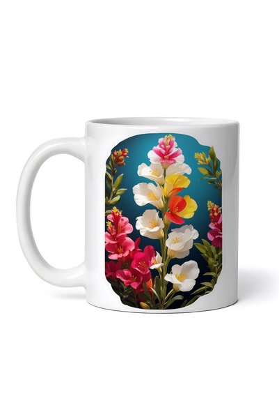 INOVATIX Personalized White Mug, Lion's Mane Flowers, Inovatix®. 330ml