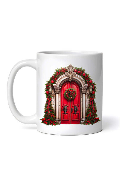 OEM Cană albă personalizată, coroană de Crăciun pentru ușile castelului, INOV...