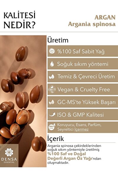 Densa Essential Argan Yağı 100 ml - Katkısız - Soğuk Sıkım - %100 Saf ve Doğal - Argan Oil