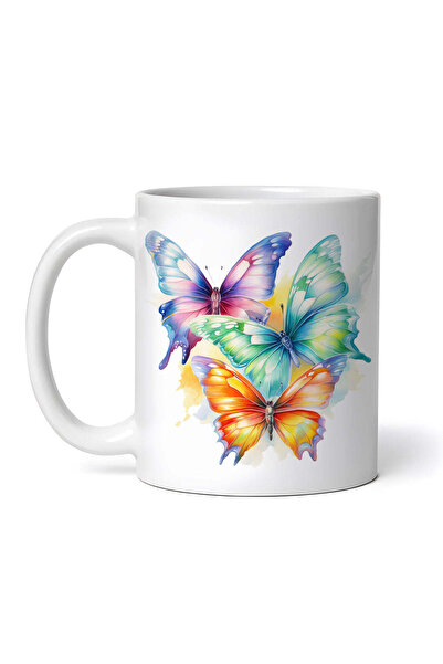 OEM Personalized White Mug, Rainbow Butterflies Romance, Inovatix®. 330ml
