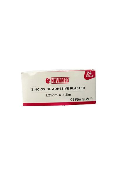 NOVAMED Zinc Oxide Adhesive Plaster in the size 1.25 cm x 4.5 m (24 rolls)