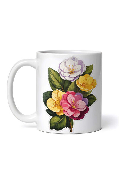 OEM Cană albă personalizată, flori de primula, INOVATIX®. 330ml