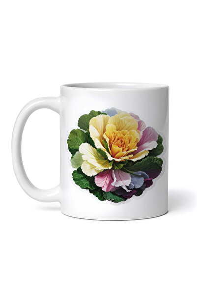 OEM Cană albă personalizată, floare de kale, INOVATIX®. 330ml