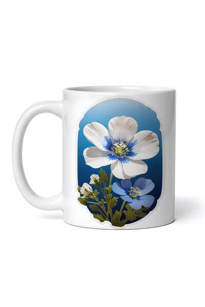 OEM Εξατομικευμένη λευκή κούπα, Nemophila Flower, INOVATIX®. 330ml