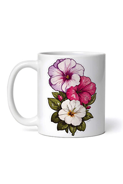 OEM Cană albă personalizată, flori de petunie cu boboci, INOVATIX®. 330ml