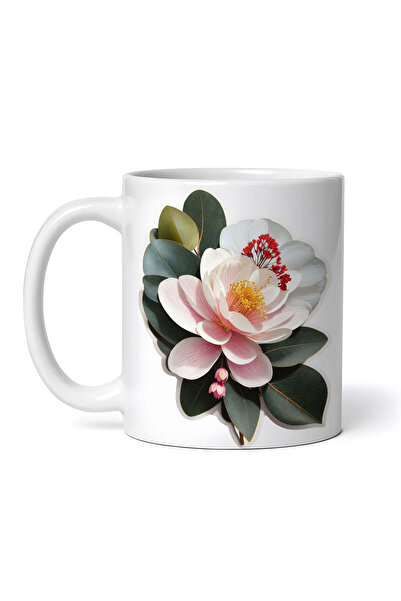 OEM Cană albă personalizată, flori de eucalipt, INOVATIX®. 330ml