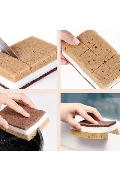 RED KİTCHEN 3 Layer Cleaning Sponge – Pack of 2 |   Stain Remover Kitchen Sponge