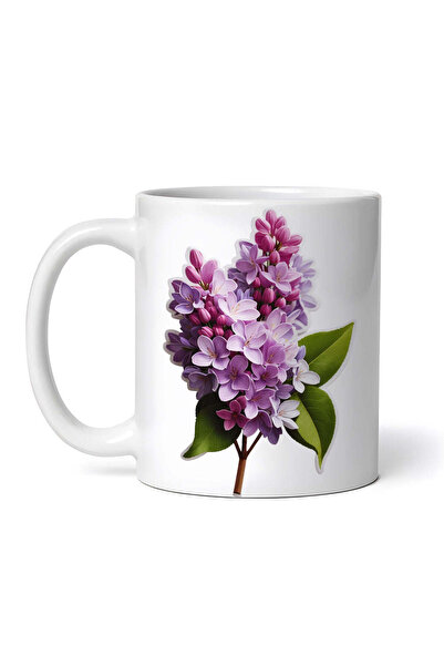 OEM Cană albă personalizată, flori de liliac, INOVATIX®. 330ml