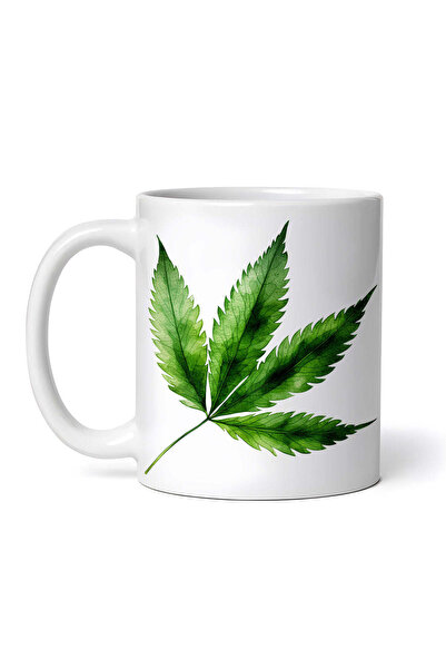 OEM Cană albă personalizată, frunză de canabis cu patru foi, INOVATIX®. 330ml