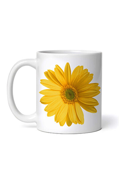 OEM Cană albă personalizată, gerbera galbenă, INOVATIX®. 330ml