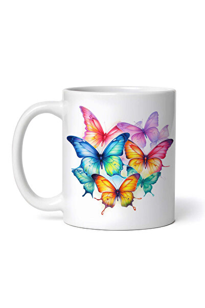 OEM Personalized White Mug, Rainbow Butterflies Choice, Inovatix®. 330ml