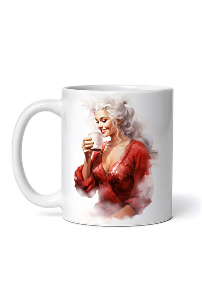 OEM Εξατομικευμένη λευκή κούπα, Γυναίκα που πίνει καφέ, INOVATIX®. 330ml