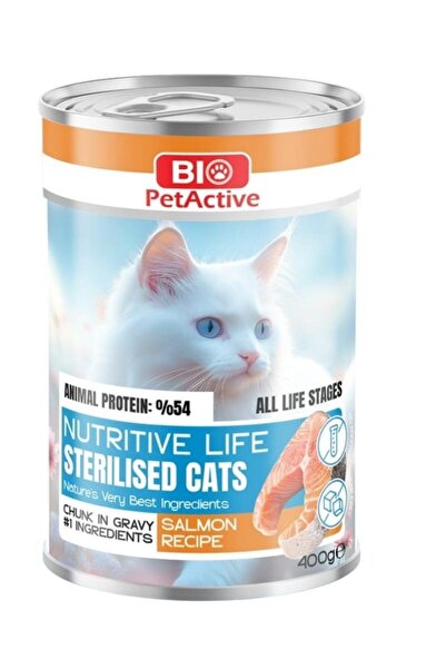 Bio PetActive Nutritive Life Kısırlaştırılmış Somonlu Kedi Konservesi 400 Gr