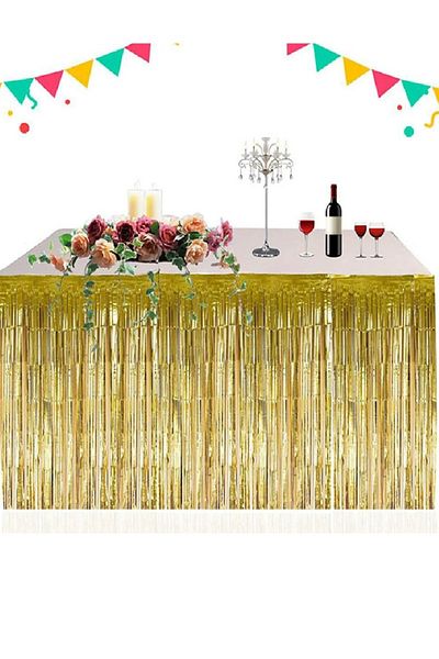 alpmodel Tasseled Party Table Skirt Table Tassel 360X75 Gold