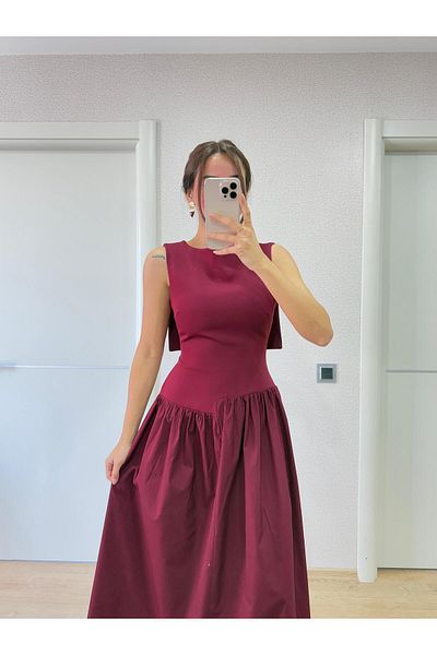 FMN Butik Back Detail Low-Cut Asymmetrical Waist Fitting Bell Skirt Design Pinterest Model Midi Length Elegant Dress