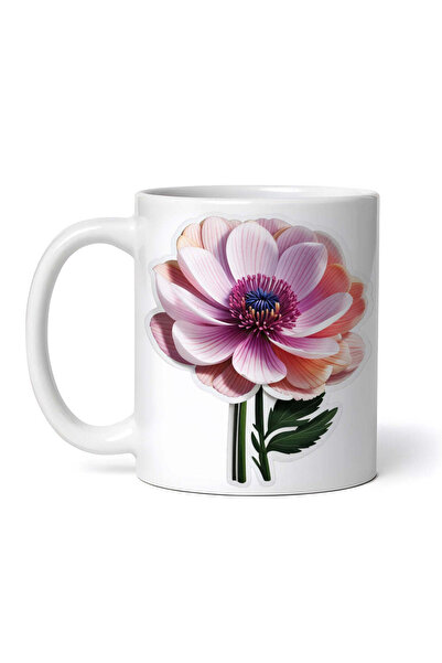 OEM Cană albă personalizată, floare de anemonă, INOVATIX®. 330ml