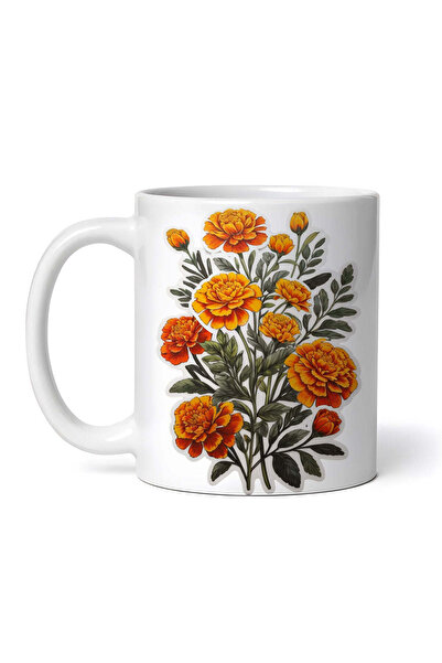 OEM Cană albă personalizată, flori Crayon cu boboci, INOVATIX®. 330ml