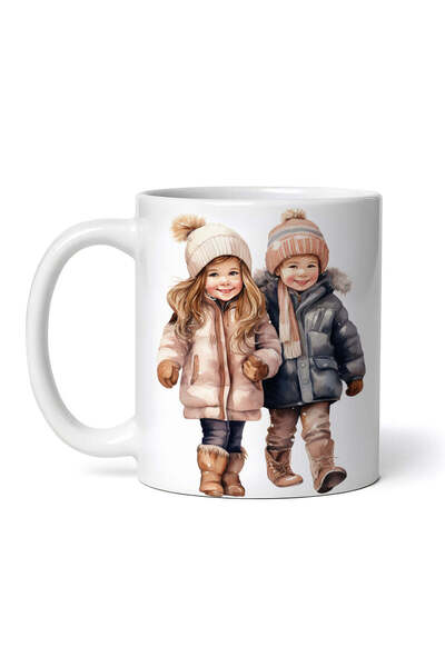 OEM Εξατομικευμένη λευκή κούπα, Μικρά κορίτσια σε βόλτα, INOVATIX®. 330ml