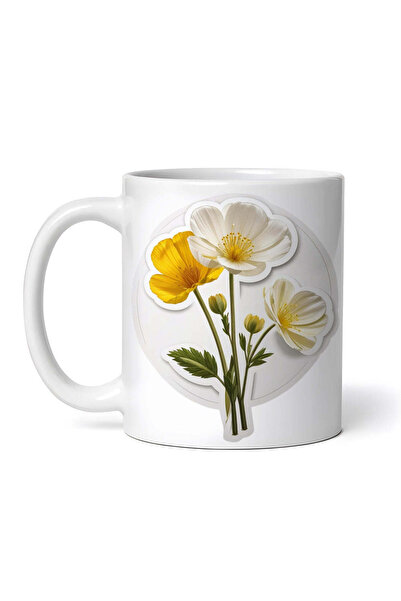 OEM Cană albă personalizată, flori de piciorul cocoșului, INOVATIX®. 330ml