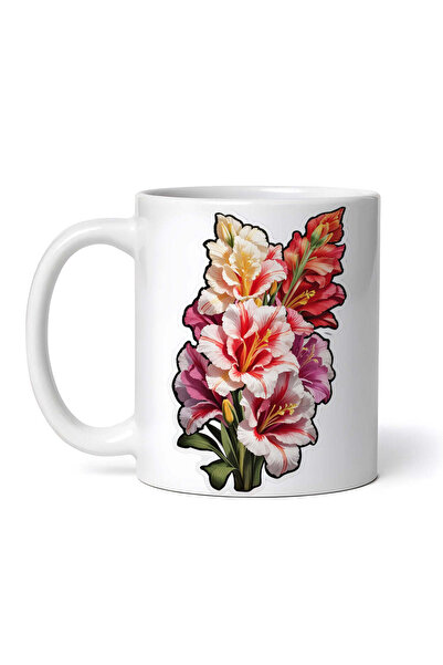 OEM Cană albă personalizată, flori de gladiole, INOVATIX®. 330ml