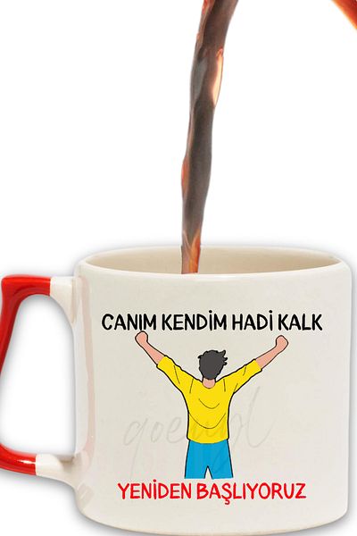 qoeuyl boutique Dear Myself, Let's Get Up, We'Ll Start over Printed Colorful Handled Modern Ceramic Motivational Mug