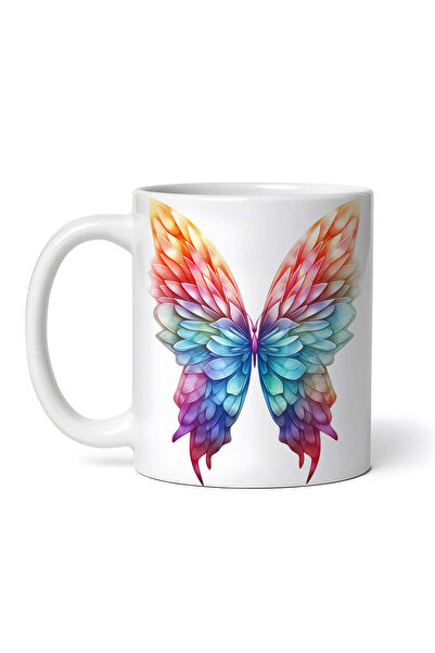 OEM Personalized White Mug, Rainbow Butterfly Silk, Inovatix®. 330ml
