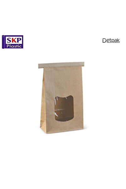 SKP Plastic كيس ورقي بني بنافذة شفافة مقاس لارج (25 حبة)