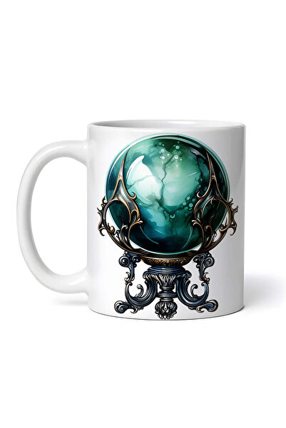 OEM Cană albă personalizată, glob magic vintage verde, INOVATIX®. 330 ml