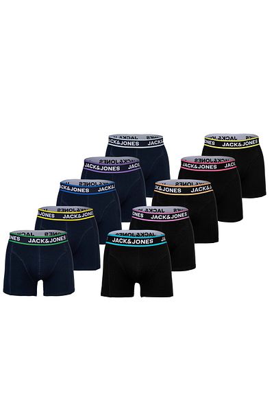 Jack & Jones JACK&JONES Herren Boxershorts, 10er Pack - JACLIMES SOLID TRUNKS 10 PACK, Baumwoll-Stretch, Logo