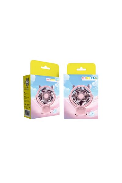 FOXMAG24 Hand Fan with Clip, USB Charging, Horn Design, Oscillating, On/Off Button, 3 Speeds, Pink