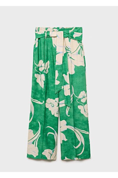 MANGO Woman Desenli kemerli pantolon