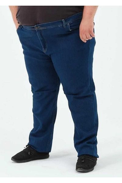 AKTEZ-EL Plus Size Men's Jeans Lycra Battal 2004 Dark Blue Denim Pants