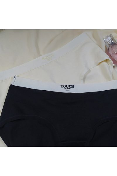 BUSYET Mlınao Series Black - Yellow 2 Pieces Cotton Panties Alphabet Pattern Comfortable Underwear with Elastic Waist