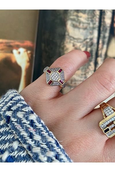 Pinery Jewels Square Zircon Stone Bottom Adjustable Women's Ring