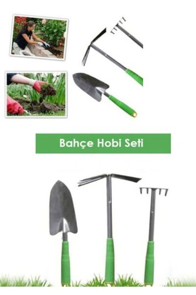 KL HOME 3'lü Set Kürek - Tırmık - Çapa - Garden Hobi Bahçe Işlerinize