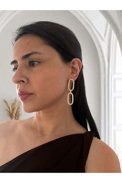 Hoop jewelery Gold Color Oval Chain Earrings