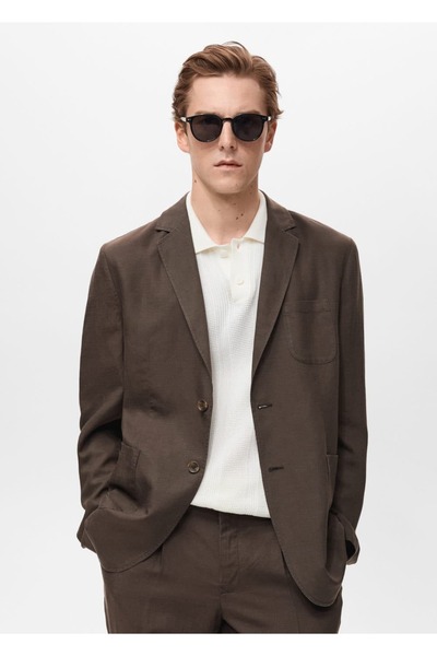 MANGO Man Slim fit keten blazer ceket