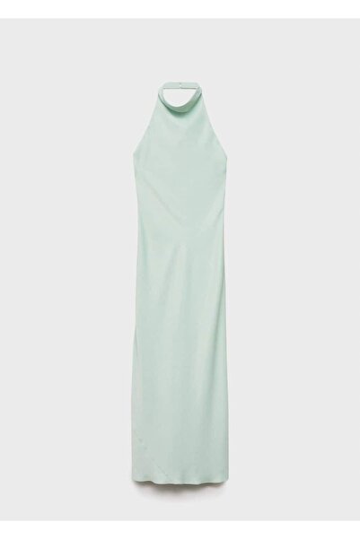 MANGO Woman Halter yaka saten elbise