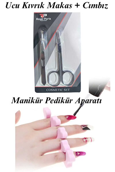 Vi Caro 3lü Set 5li Manikür Pedikür Aparatı 1 Adet Ucu Kıvrık Makas Kaş Burun...