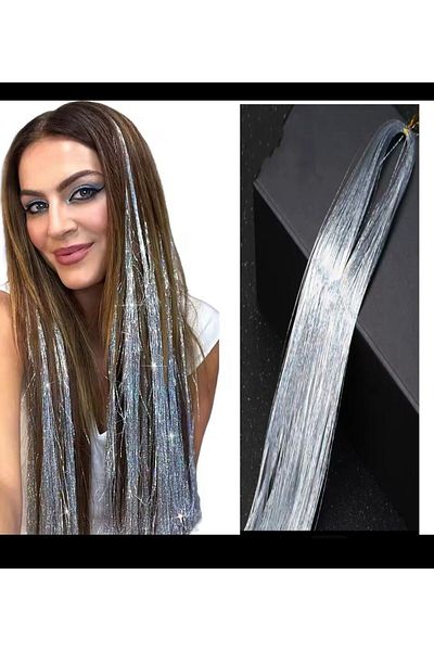 AresTokaAksesuar Tinsel Hair Silvery Luminous Color Hair Accessory